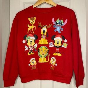 Disney 100 Red Holiday Light Up Sweatshirt Size S
